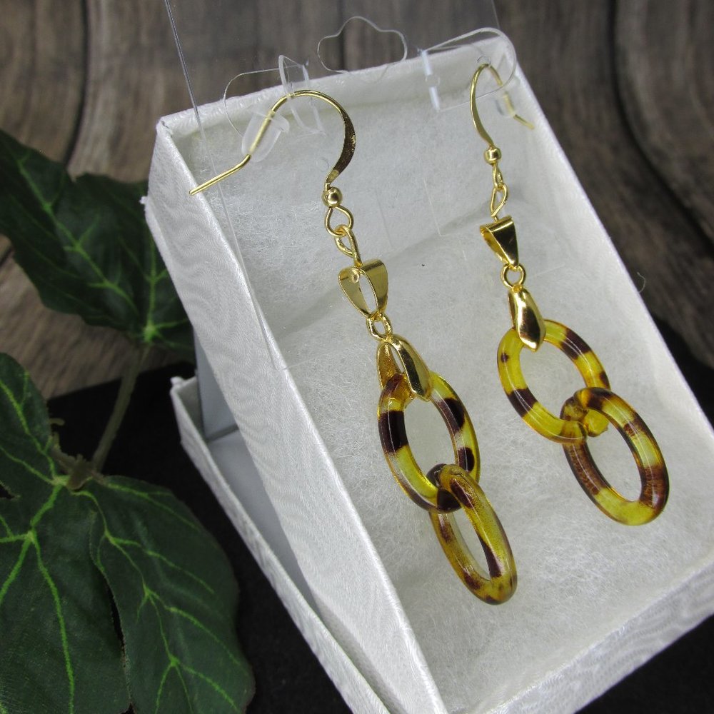 Gold Plated Twin Resin Earrings